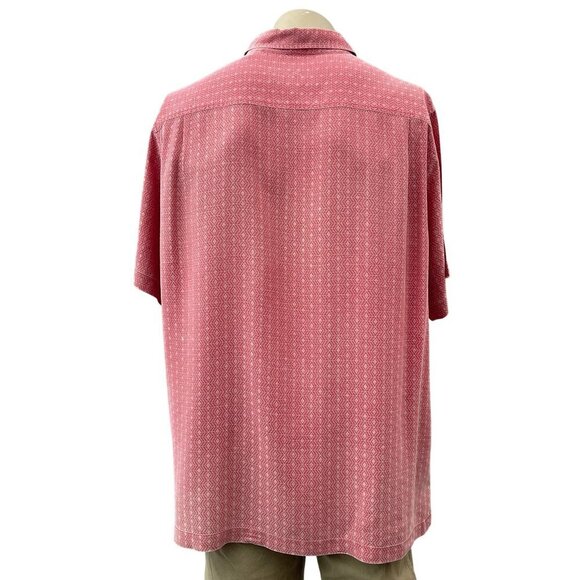 Tommy Bahama Silk Hawaiian Textured Button-Up Camp Shirt Short-Sleeve Red Men XL - Picture 2 of 12
